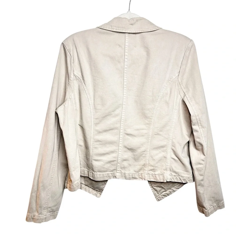 L’Agence Wayne Crop Double Breasted Denim Jacket Sand Dune Tan XXL